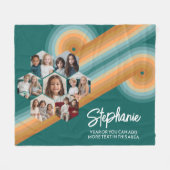 7 Foto Collage funky zeshoek patroon zonsondergang Fleece Deken (Voorkant (Horizontaal))