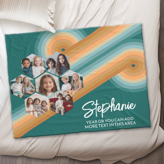 7 Foto Collage funky zeshoek patroon zonsondergang Fleece Deken