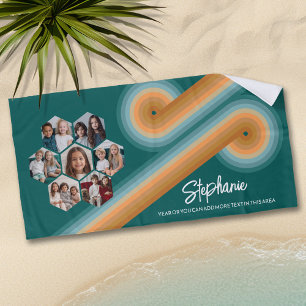 7 Foto Collage funky zeshoek patroon zonsondergang Strandlaken