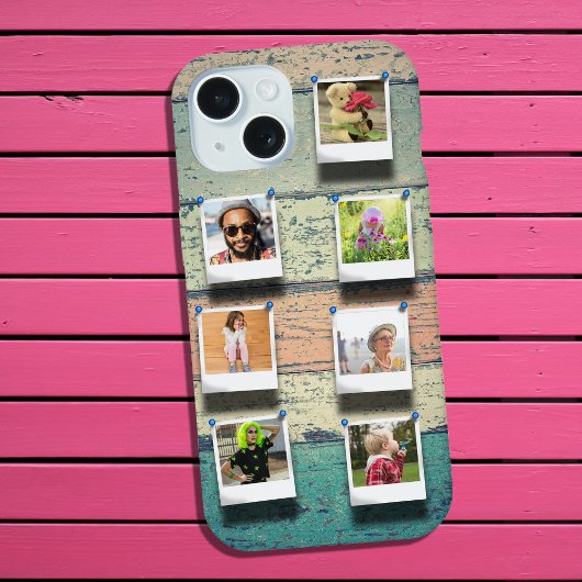 7 Foto Collage iPhone 15 rustieke plank Case
