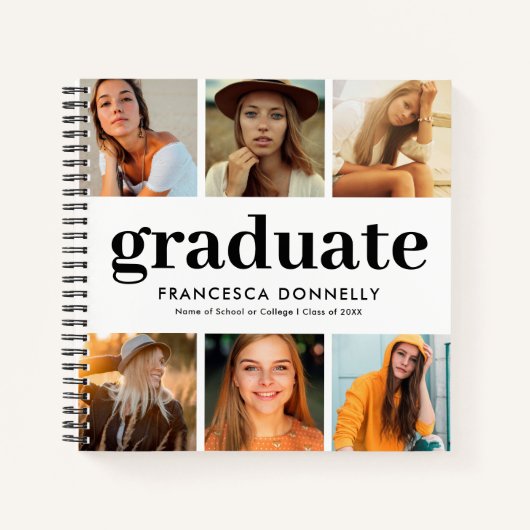 7 Foto Collage Moderne Afstuderen Guest Book Notitieboek (Voorkant)