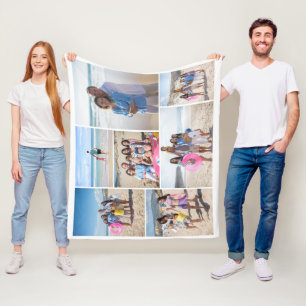 7 Foto collage sjabloon gepersonaliseerd Fleece Deken