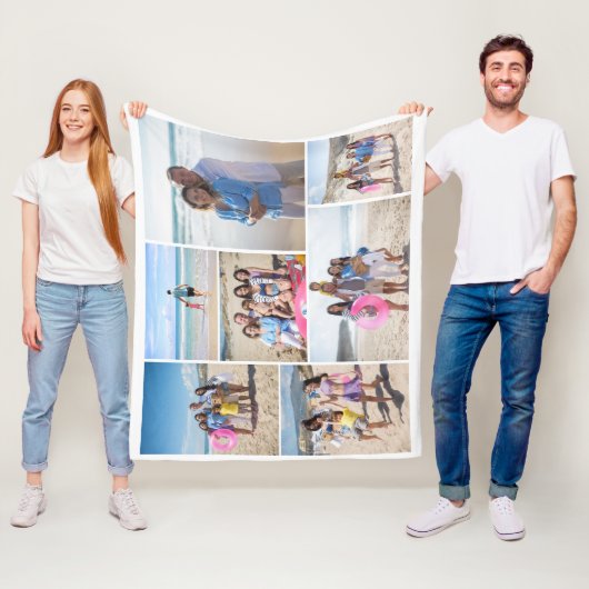 7 Foto collage sjabloon gepersonaliseerd Fleece Deken (In situ)