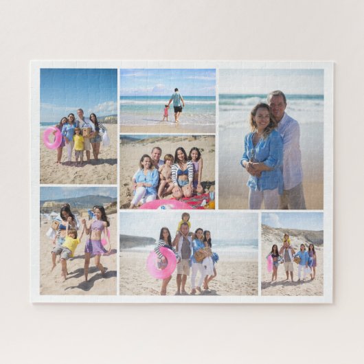 7 Foto collage sjabloon gepersonaliseerd Legpuzzel (Horizontaal)