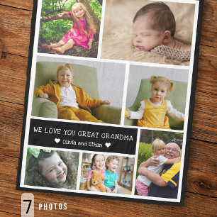 7 Foto Collage We Love You Oma Zwart Fleece Deken