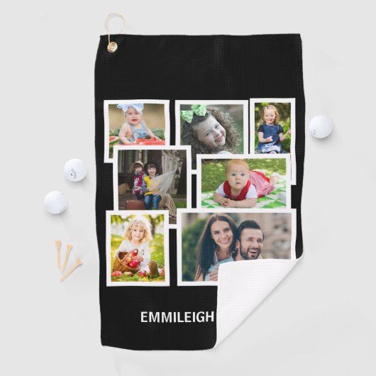7 Foto Collage Zwart Golfhanddoek (Insitu)