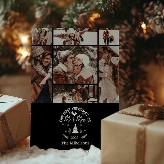 7 Foto Eerste kerst als Mr & Mrs. Feestdagenkaart