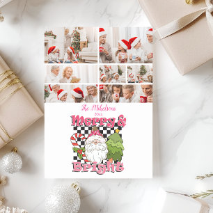 7 Foto Geruite Merry & Bright Kerstmis Feestdagenkaart