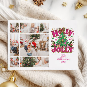 7 Foto Glitter Luipaard Strik Kerstman Feestelijk Feestdagenkaart