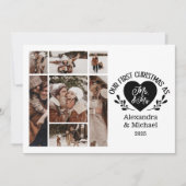 7 Foto Hart Eerste Kerst als Mr & Mrs. Feestdagenkaart (Voorkant)