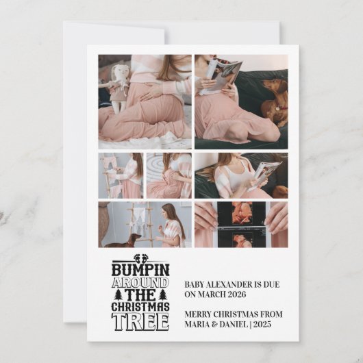 7 Foto Kerstboom Zwangerschapsaankondiging Feestdagenkaart (Voorkant)