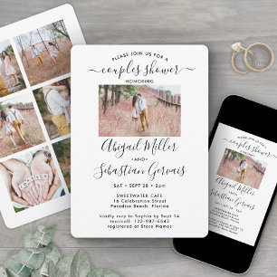 7 Foto Koppels Bruiloft Borrel Chic Modern Script Kaart