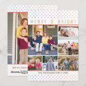 7 Foto Merry Bright Rainbow Polka Dots Feestdagenkaart (Voorkant / Achterkant)