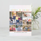 7 Foto Merry Bright Rainbow Polka Dots Feestdagenkaart (Staand voorkant)