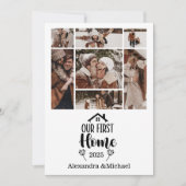 7 Foto minimalistisch Kerstmis ons eerste huis Feestdagenkaart (Voorkant)