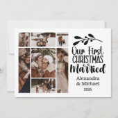 7 Foto Minimalistisch onze eerste kerst getrouwd Feestdagenkaart (Voorkant)