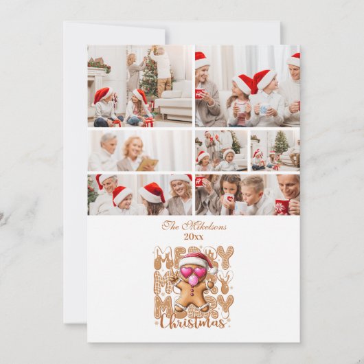 7 Foto Schattige peperkoek Vrolijk kerstfeest Feestdagenkaart (Voorkant)