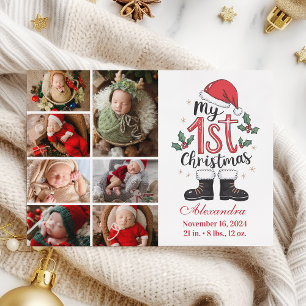 7 Foto Schattige Santa Baby 1st Christmas Feestdagenkaart