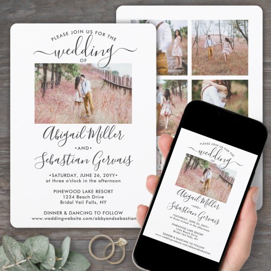 7 Foto Simple Modern Calligraphy Elegant Wedding Kaart