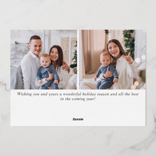 7 FOTO Sparkle Merry KerstGold Folie Feestdagenkaart (Achterkant)