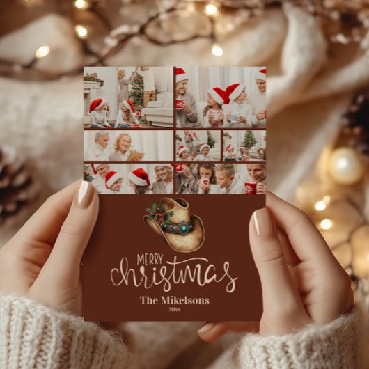 7 Foto Western Cowboy Pet Christmas Feestdagenkaart