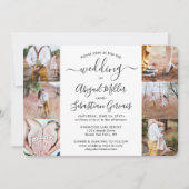 7 Fotocollage Elegant Moderne Calligrafie Weddensc Kaart (Voorkant)