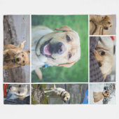 7 Fotocollage Familie Gepersonaliseerd Fleece Deken (Voorkant (Horizontaal))