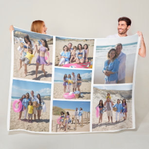 7 Fotocollage familie sjabloon gepersonaliseerd Fleece Deken