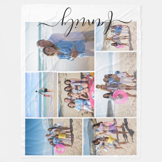 7 Fotocollage familie sjabloon gepersonaliseerd Fleece Deken (Voorkant)