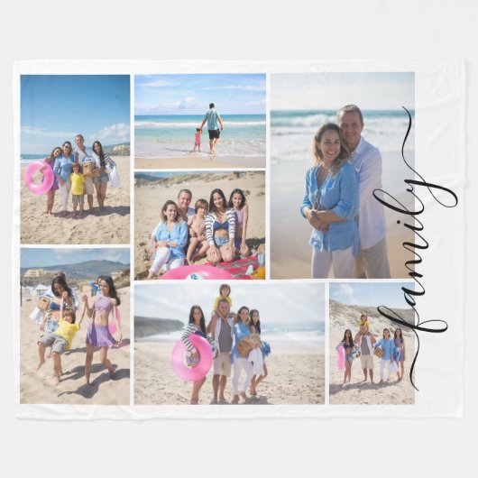 7 Fotocollage familie sjabloon gepersonaliseerd Fleece Deken (Voorkant (Horizontaal))