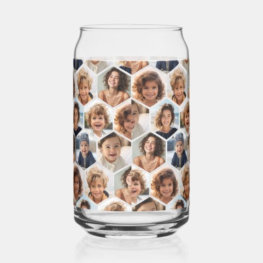 7 Fotocollage - funky hexagon patroon Blikvorm Glas (Rechts)