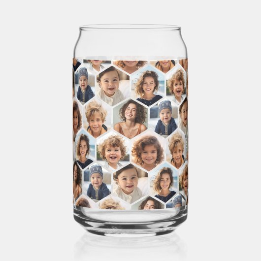 7 Fotocollage - funky hexagon patroon Blikvorm Glas (Links)