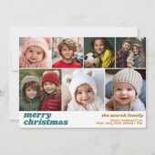 7 Fotocollage - Merry Christmas Retro Line Art Feestdagenkaart (Voorkant)