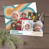 7 Fotocollage - Merry Christmas Retro Line Art Feestdagenkaart