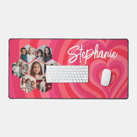7 Fotocollage Psychedelic Heart Calligraphy Naam Bureaumat (Keyboard & Muis)