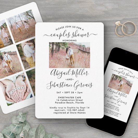 7 Fotoparen Weduwingshower Chic Modern Script Kaart