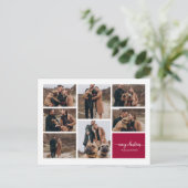 7 foto's collage Elegant script Prettig kerstfeest Briefkaart (Staand voorkant)