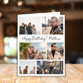 7 Foto's Collage Vrienden Familienaam Verjaardag Kaart