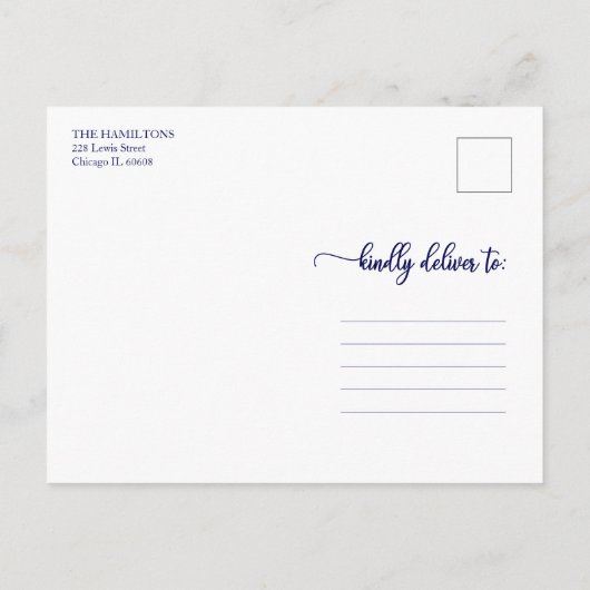 7 Foto's Prettige feestdagen Modern Collage Navy B Briefkaart (Achterkant)