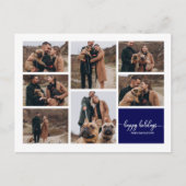 7 Foto's Prettige feestdagen Modern Collage Navy B Briefkaart (Voorkant)