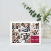 7 Foto's Warm Wishes Modern Collage Kerstmis Briefkaart (Staand voorkant)