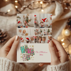 7 Foto's Whimsical Ho Ho Ho Kerst Familie Feestdagenkaart