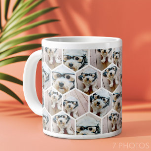 7 Fotosamenstelling - funky zeshoekpatroon Grote Koffiekop