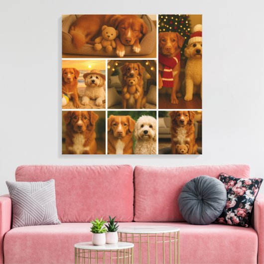 7 Fotosjabloon Collage gepersonaliseerd Canvas Afdruk (Insitu (Woonkamer))