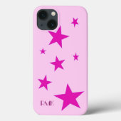 7 Fuchsiestars en gepersonaliseerde roze tekst Case-Mate iPhone Case (Achterkant)