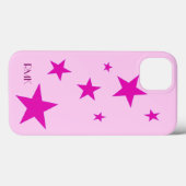 7 Fuchsiestars en gepersonaliseerde roze tekst Case-Mate iPhone Case (Achterkant (horizontaal))