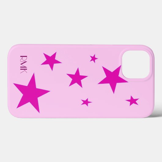 7 Fuchsiestars en gepersonaliseerde roze tekst Case-Mate iPhone Case (Achterkant (horizontaal))