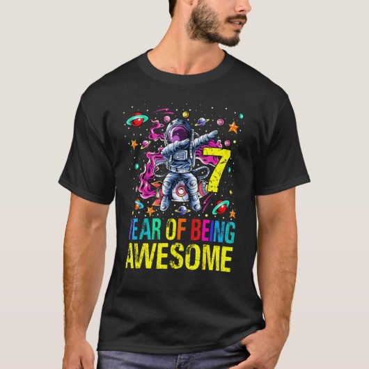 7 geboortedag als Geweldige astronaut T-shirt (Voorkant)