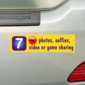 7 Geen foto's, selectie, video of game delen Bumpersticker (Op auto)