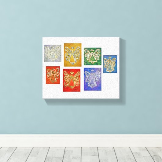 7 Guardian Angels Art Wrapped Canvas schilderen (Insitu (Houten vloer))